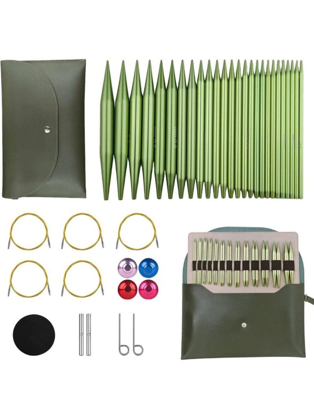 Interchangeable Circular Knitting Needles Set - 13 Pairs, 4-Inch Aluminum, 5